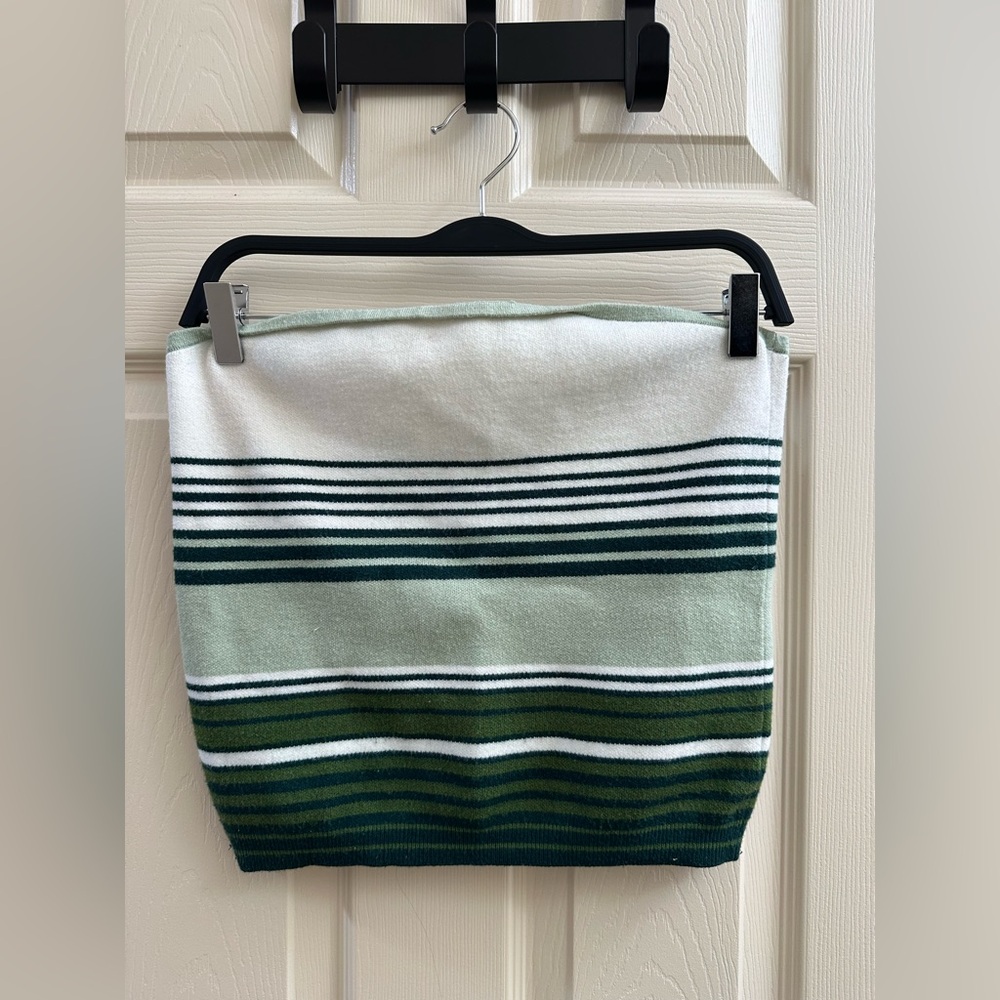 Striped Green & White Knit Tube Top